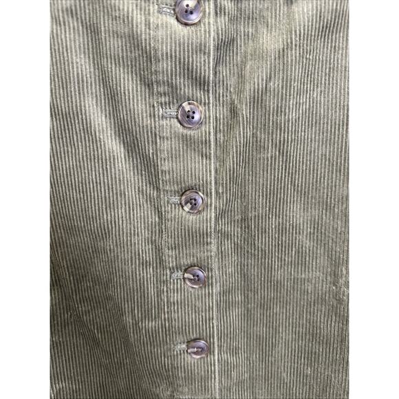Talbots Knee Length Skirt 8P Green Corduroy Pockets Lined Button Front Fall - Picture 4 of 9